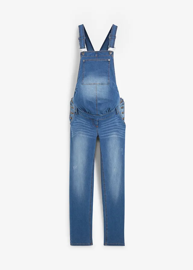Zwangerschaps denim tuinbroek, straight