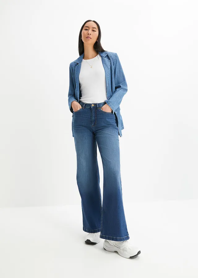 Wide leg high waist jeans met biologisch katoen • blue stone used • product-page.page-title-suffix