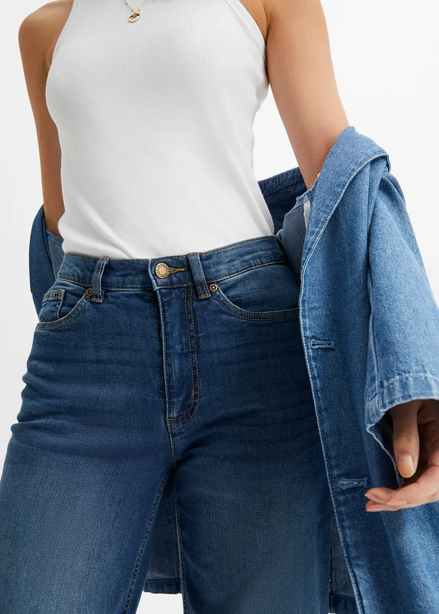 Wide leg high waist jeans met biologisch katoen • blue stone used • product-page.page-title-suffix
