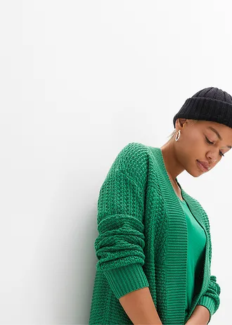 Dlouhý pletený kabátek • zelená • bonprix obchod