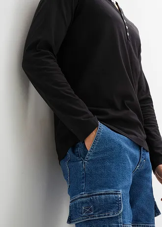 Tričko s dlhým rukávom z bio bavlny, Slim Fit • čierna/biela • obchod bonprix