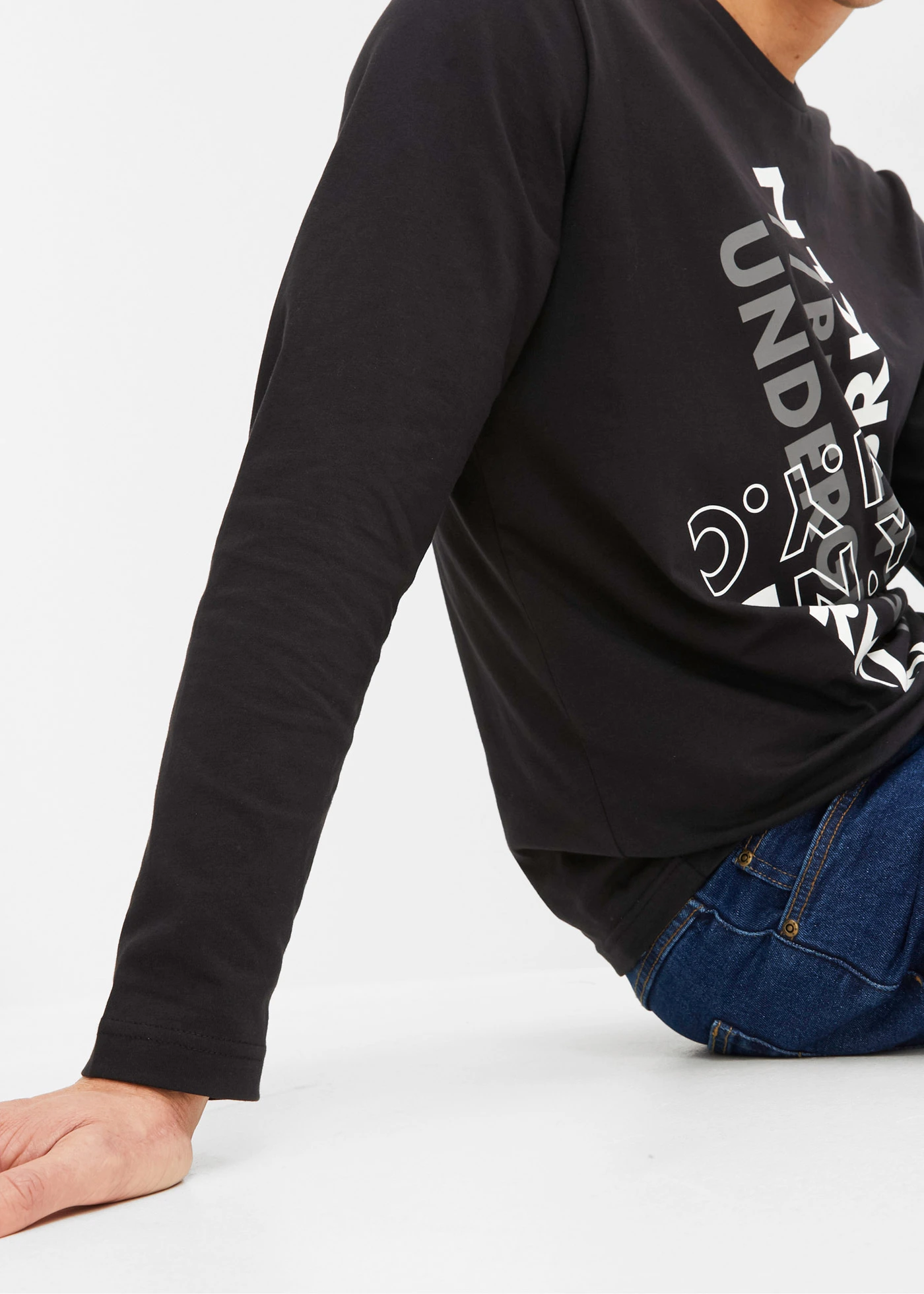 Bluză cu mâneci lungi din bumbac organic 100% • negru cu imprimeu • magazin bonprix