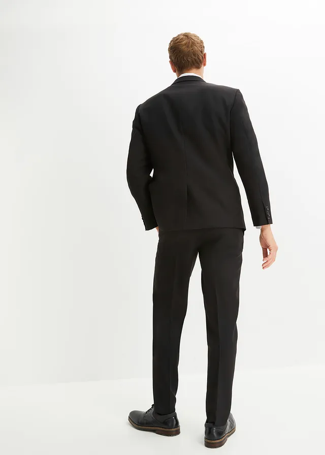 Öltöny (4-részes szett), inggel és nyakkendővel, Slim Fit • fekete+fehér+ezüstszínű • bonprix áruház