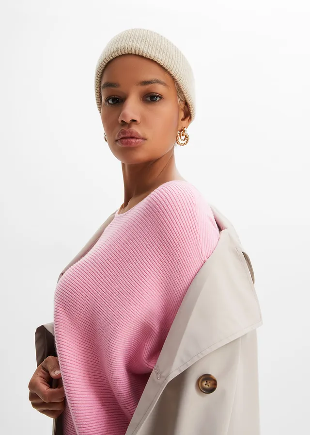Geribde oversized trui van viscosemix • roze • product-page.page-title-suffix