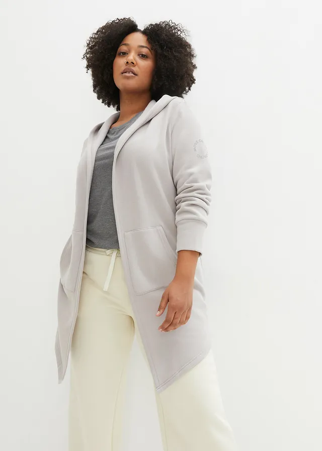 Gilet sweat long, Couleur: gris clair