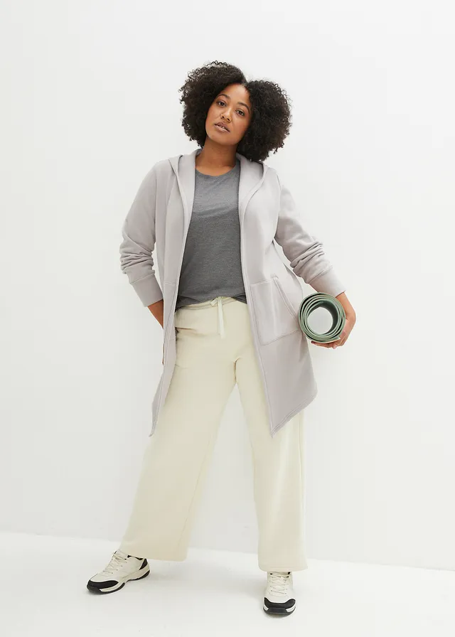 Gilet sweat long, Couleur: gris clair