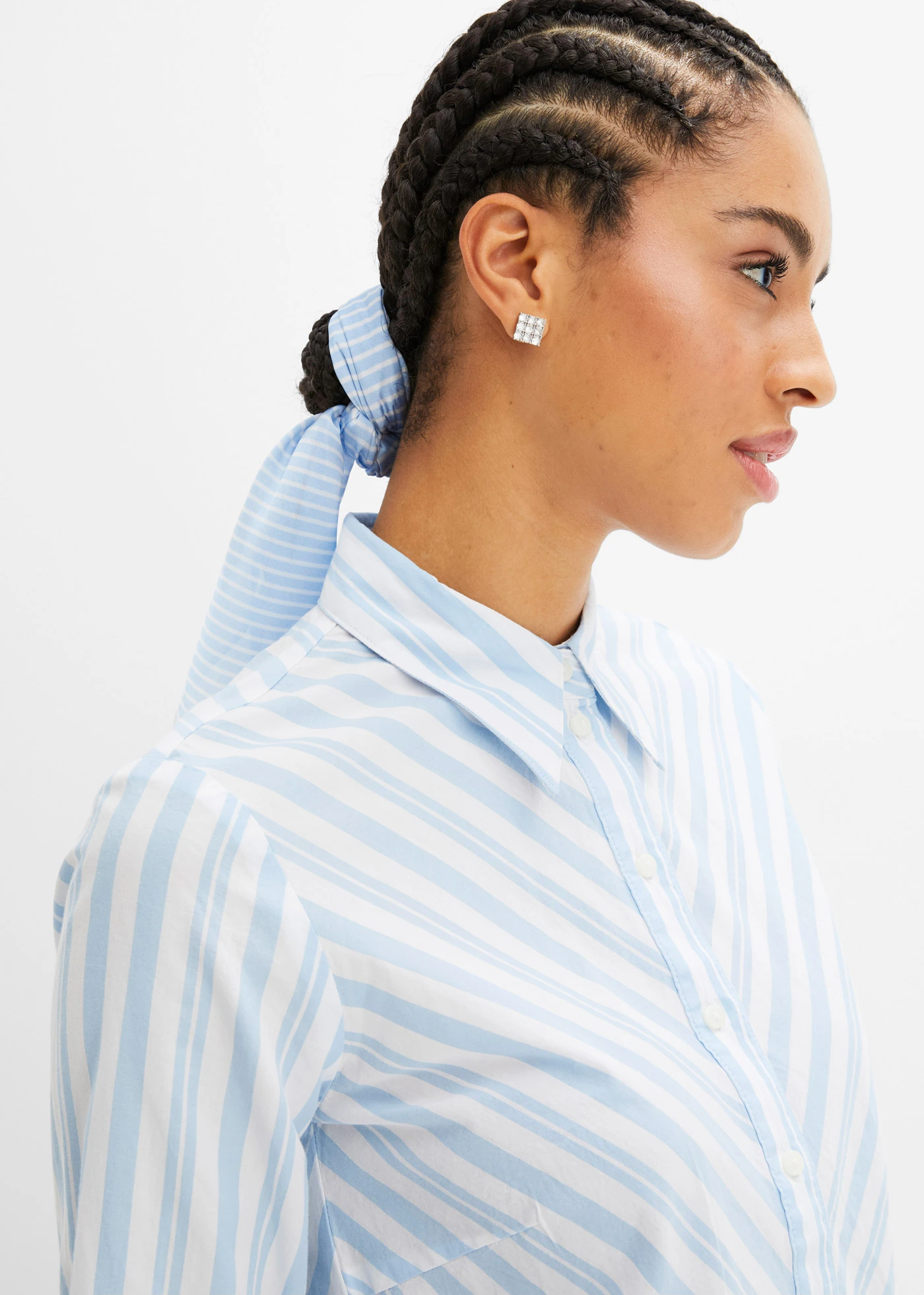 Lange blouse • wit-lichtblauw gestreept • bonprix online shop