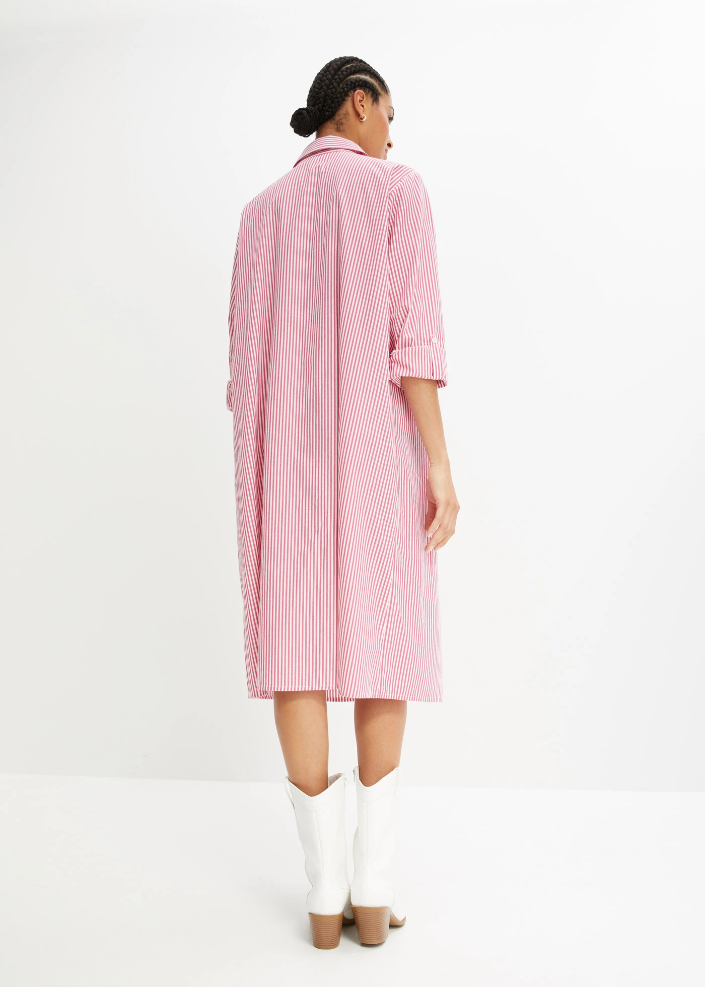 Košilové šaty z čisté bavlny • pinklady/bílá s proužky • bonprix obchod