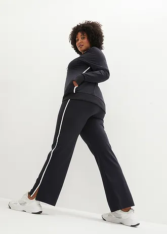 Stretch joggingpak van katoen (2-dlg. set), Kleur: zwart