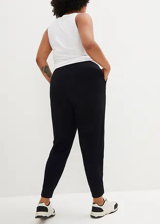 Pantaloni jogging subţiri, cu viscoză, culoare: negru