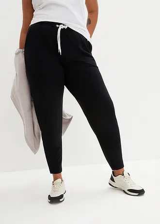 Pantaloni jogging subţiri, cu viscoză, culoare: negru