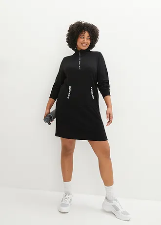 Zachte sweatjurk • zwart met print plus size • bonprix online shop