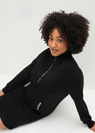 Zachte sweatjurk • zwart met print plus size • bonprix online shop