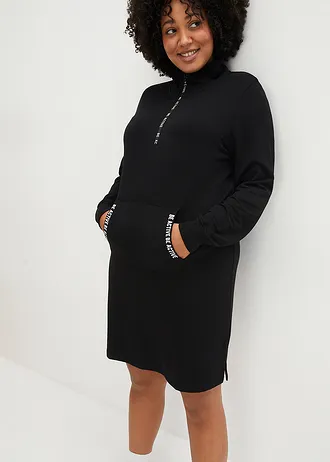 Zachte sweatjurk • zwart met print plus size • bonprix online shop