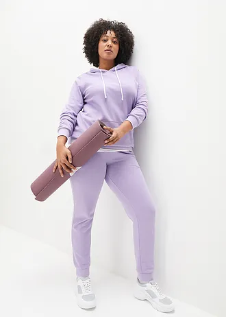 Joggingpak in een katoenmix (2-dlg. set), Kleur: lila
