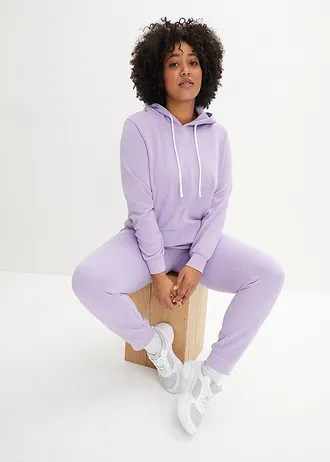 Joggingpak in een katoenmix (2-dlg. set), Kleur: lila