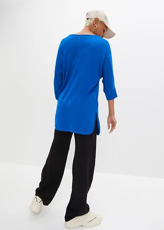 Sweter z cienkiej dzianiny z rękawami 3/4 • lazurowy • sklep bonprix