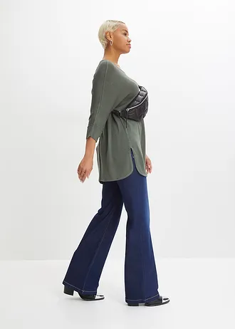 Sweter z cienkiej dzianiny z rękawami 3/4 • zielony eukaliptusowy • sklep bonprix