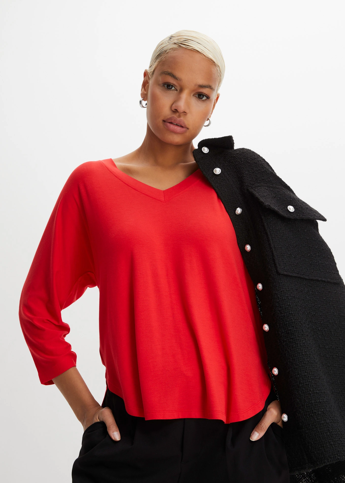 Shirt in een mix van viscose en elastan • aardbeirood • bonprix online shop