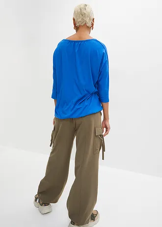 Oversized shirt in een viscosemix, Kleur: arctisch blauw