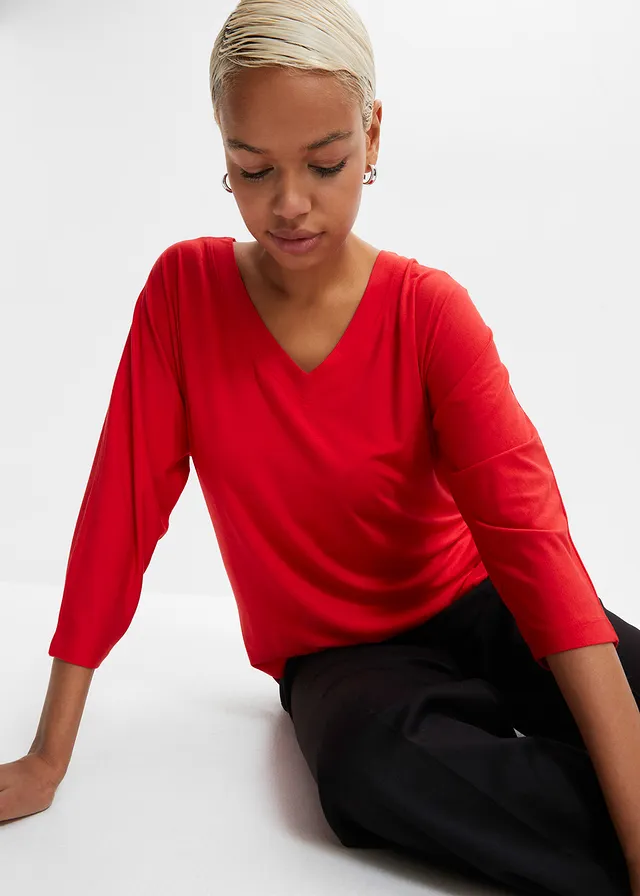 Shirt in een mix van viscose en elastan • aardbeirood • product-page.page-title-suffix