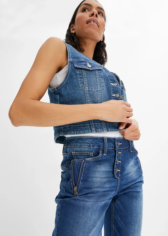 Jean boyfriend taille mi-haute • bleu denim washed • product-page.page-title-suffix