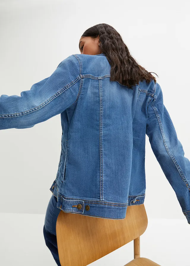 Veste en jean extensible, basique, Couleur: bleu