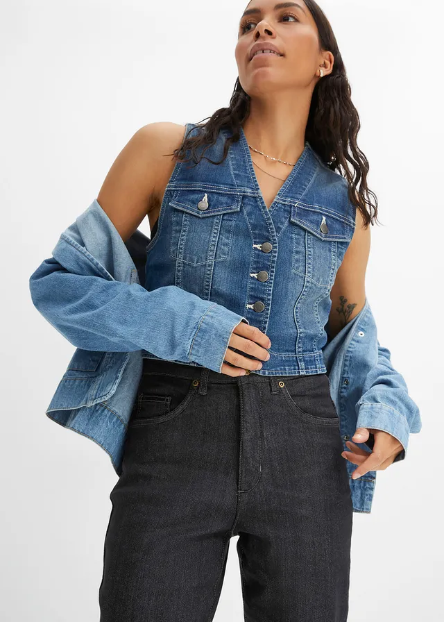 Jean mom taille haute, extensible • noir denim used • product-page.page-title-suffix