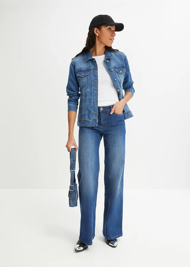 Veste en jean extensible, basique, Couleur: bleu
