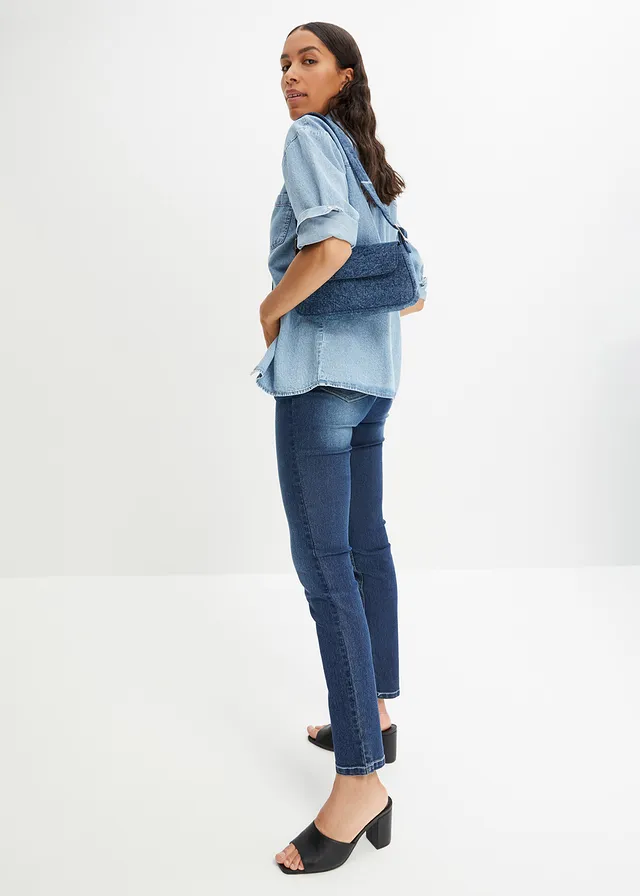 Dżinsy Skinny mid waist, z wygodnym paskiem czarny