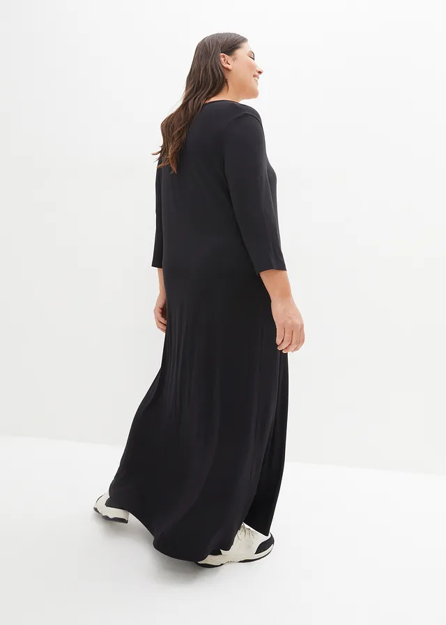 Robe longue en viscose, Couleur: noir