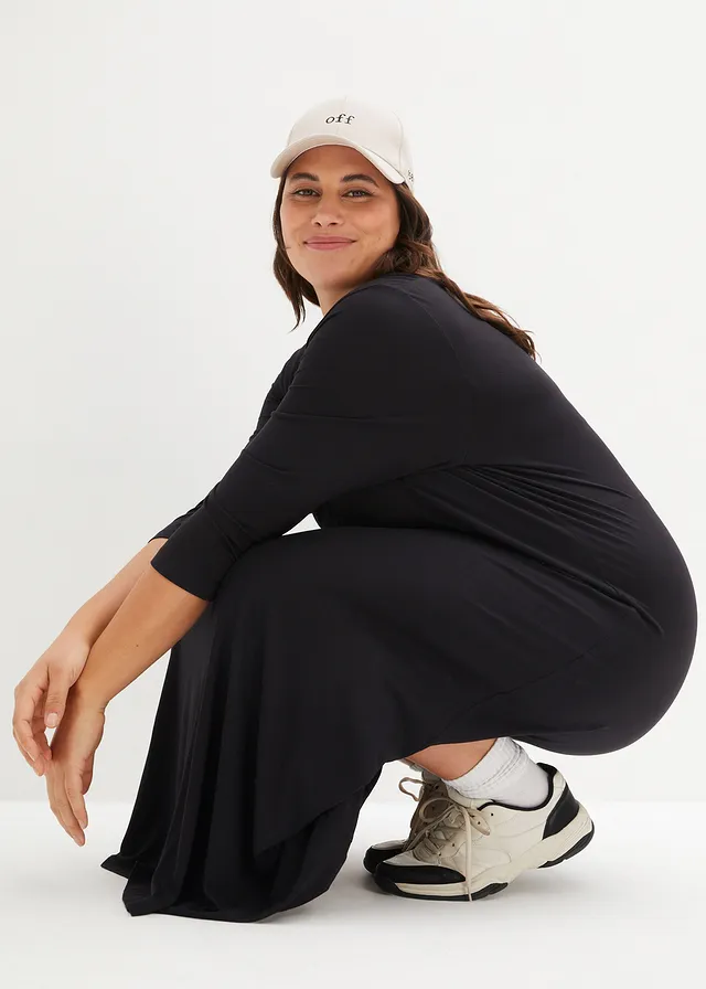 Robe longue en viscose, Couleur: noir