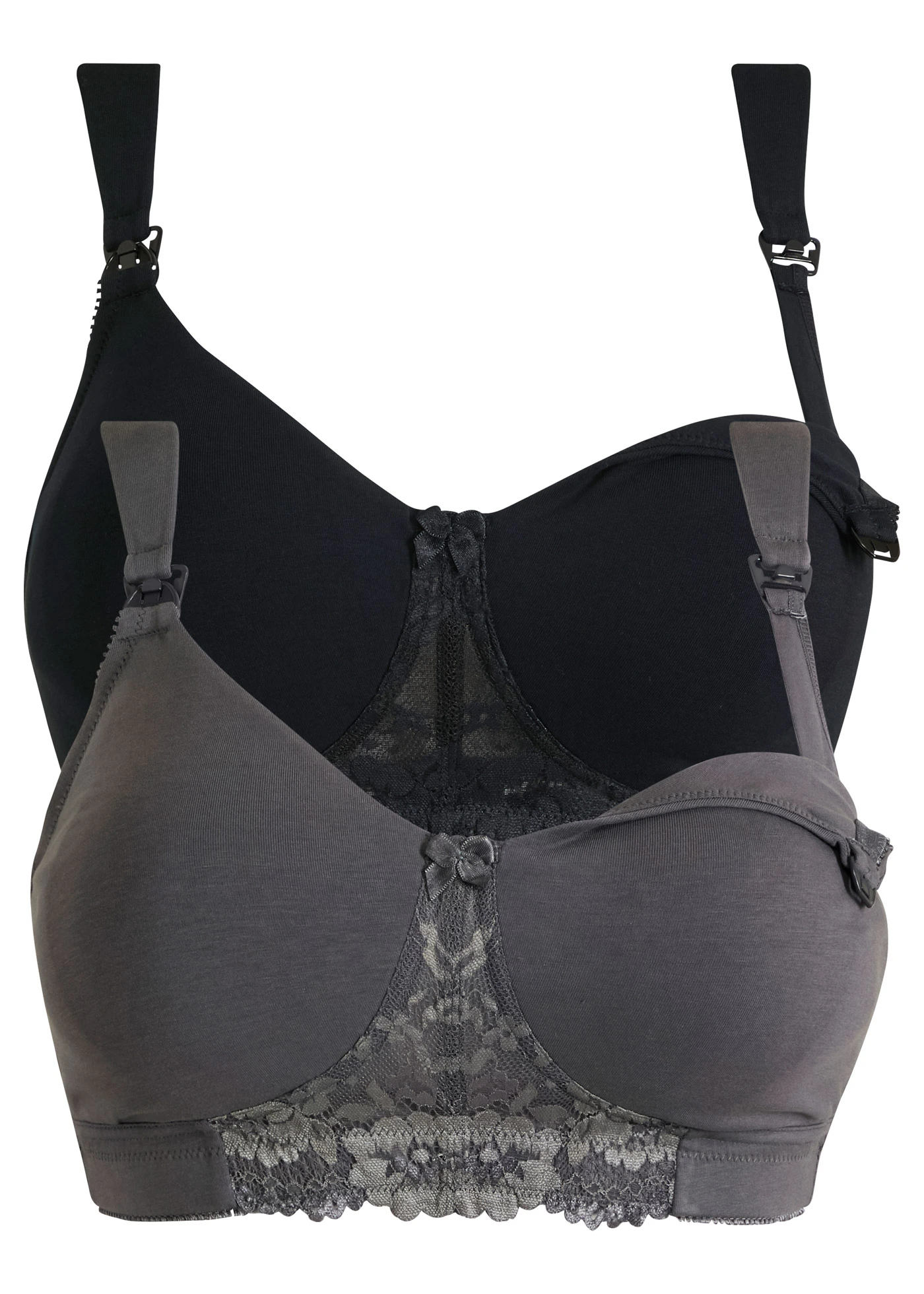 Voedingsbh zonder beugels met biologisch katoen (set van 2) • zwart+leisteengrijs • bonprix online shop