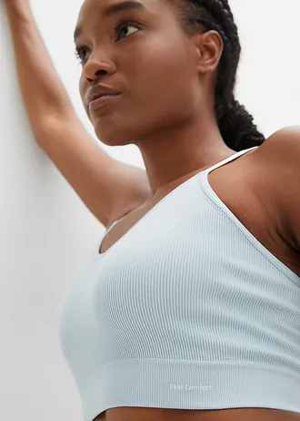 Feel Comfort Seamless Bustier melltartó bordás anyagból • púderkék • bonprix áruház