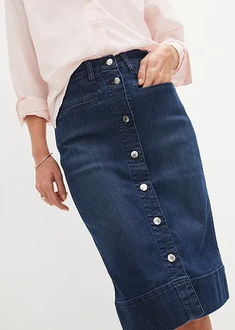 Džínová sukně s ozdobnými knoflíky • tmavě modrý denim • bonprix obchod
