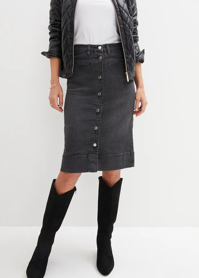 Jupe en jean avec boutons décoratifs • noir denim • product-page.page-title-suffix