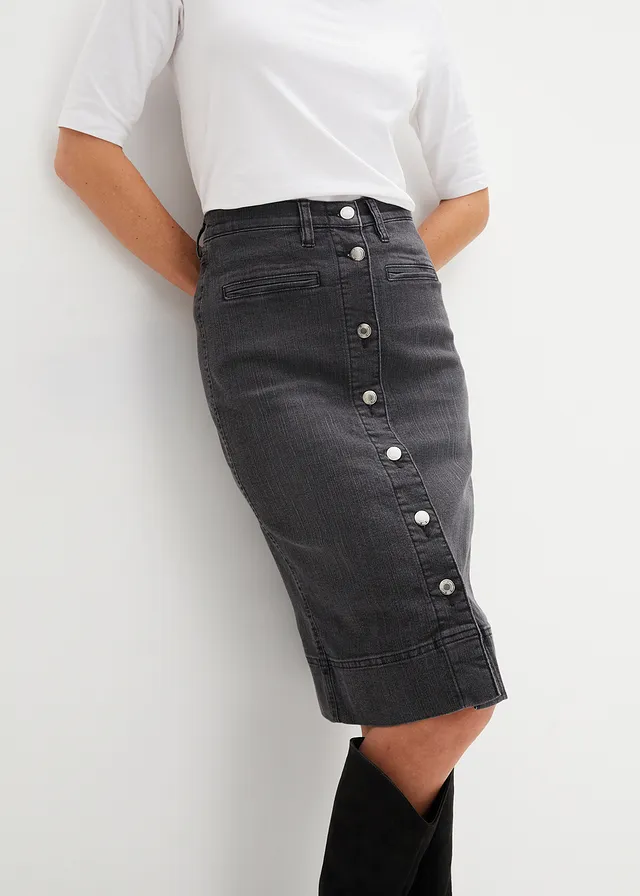 Spijkerrok met sierknopen • zwart denim • product-page.page-title-suffix