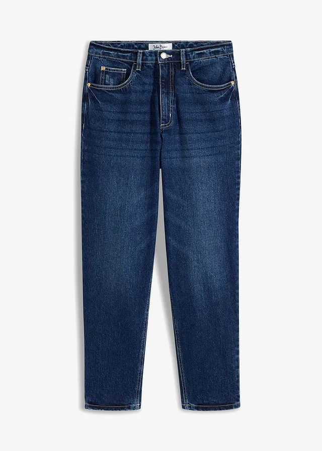 High waist mom jeans, low stretch, cropped