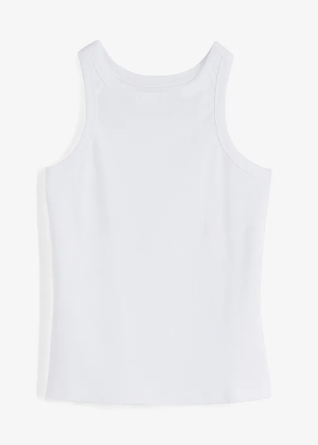Geribde tanktop • wit • bonprix online shop