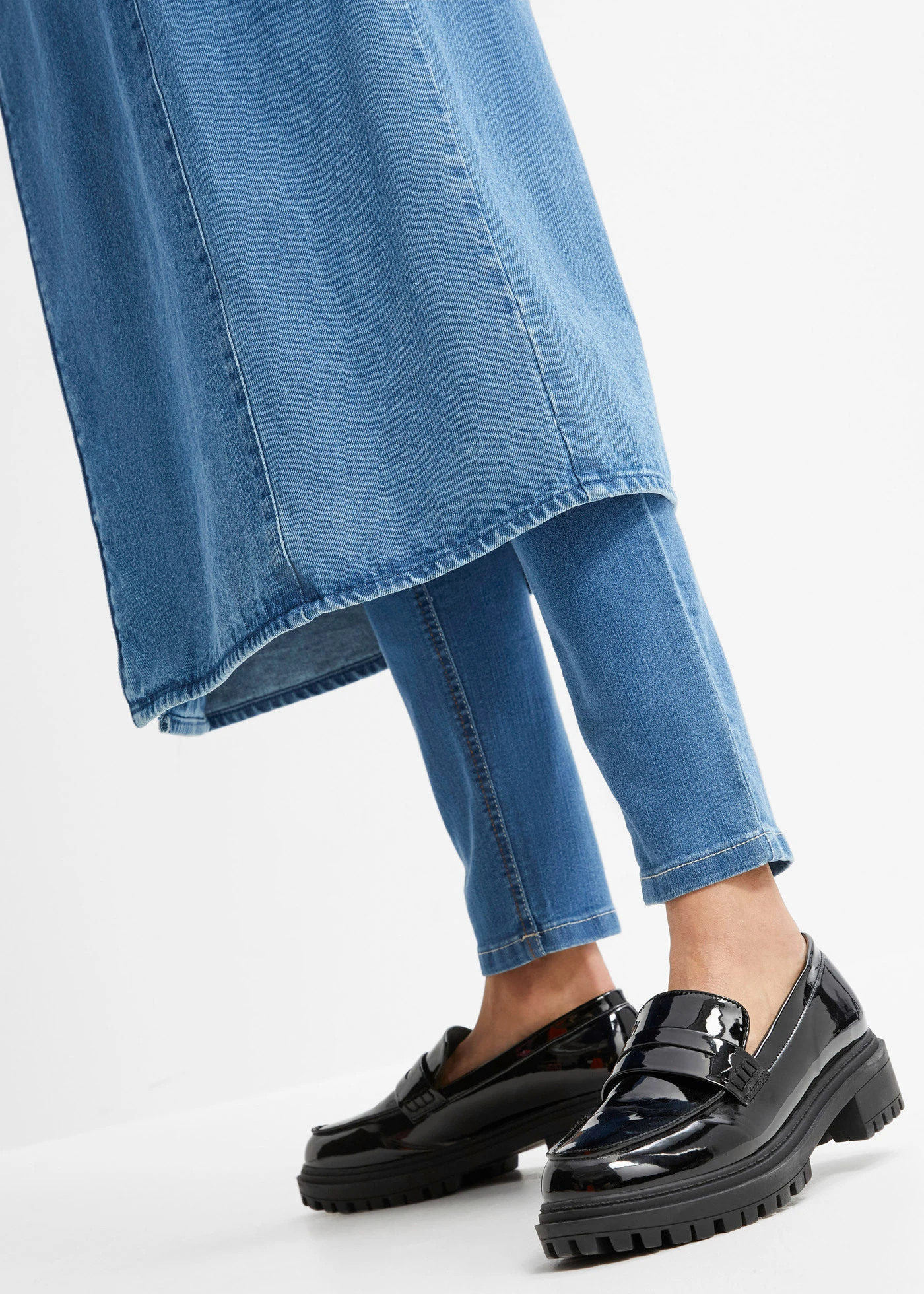 Skinny jeggings Mid Waist, pohodlná pasovka • modrá stone • bonprix obchod