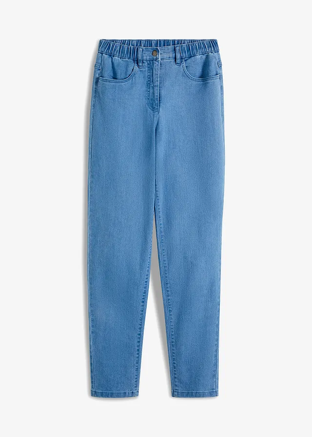Jean mom taille haute, extensible, Couleur: denim bleu clair