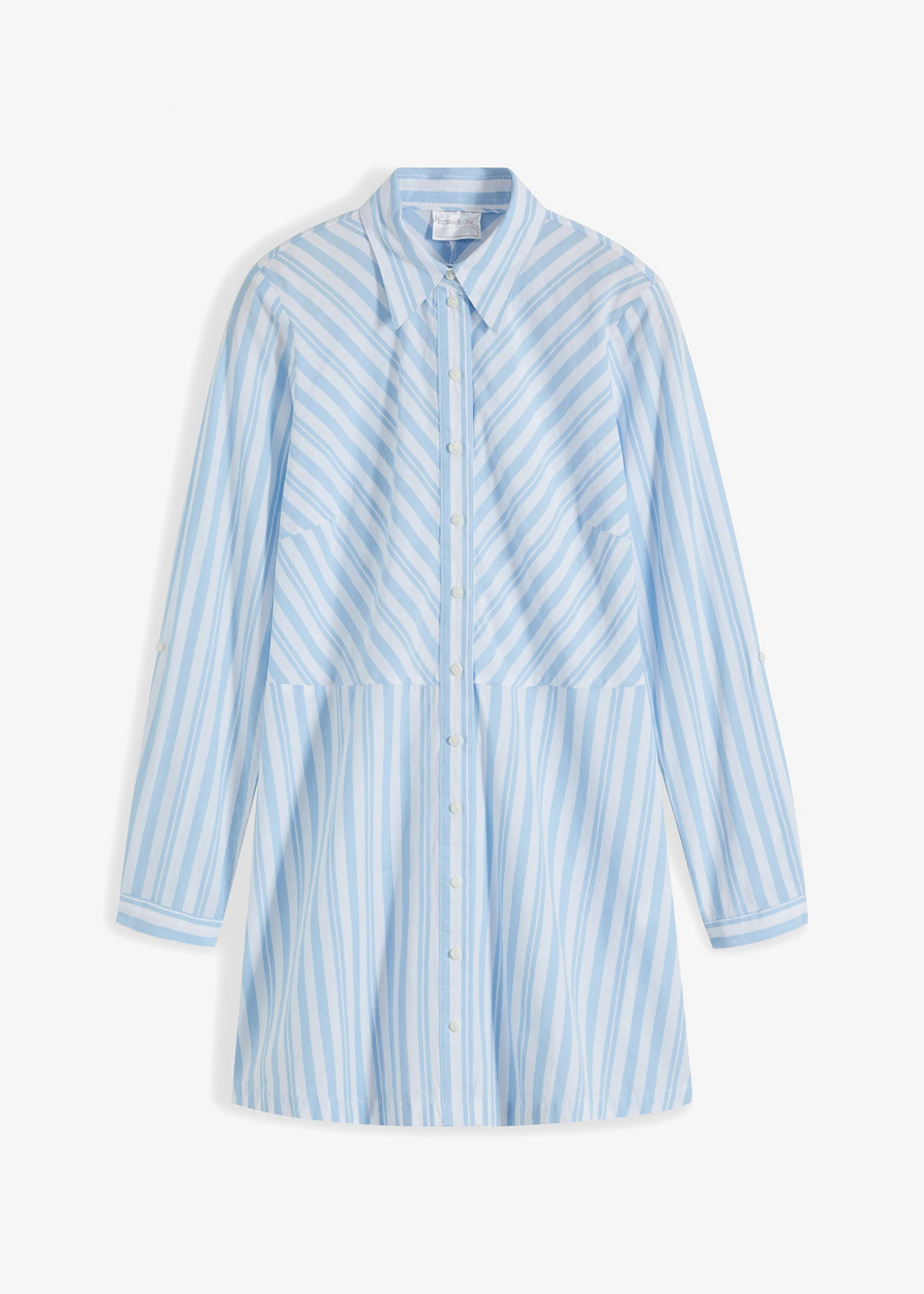 Lange blouse • wit-lichtblauw gestreept • bonprix online shop