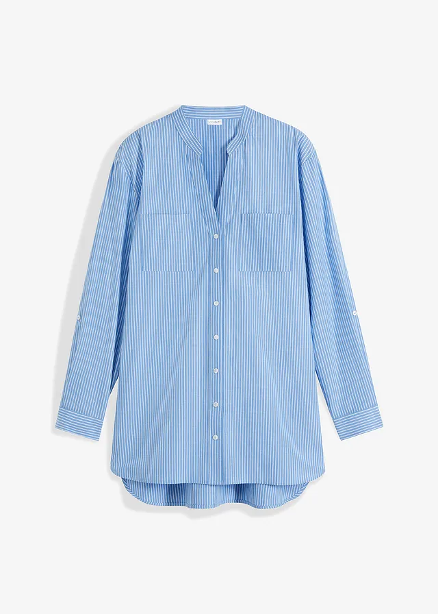 Lange blouse met oprolbare mouwen