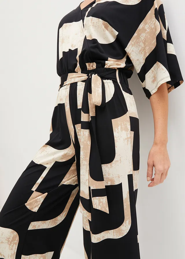 Jersey jumpsuit • zwart-kiezelgrijs-kakibeige • product-page.page-title-suffix