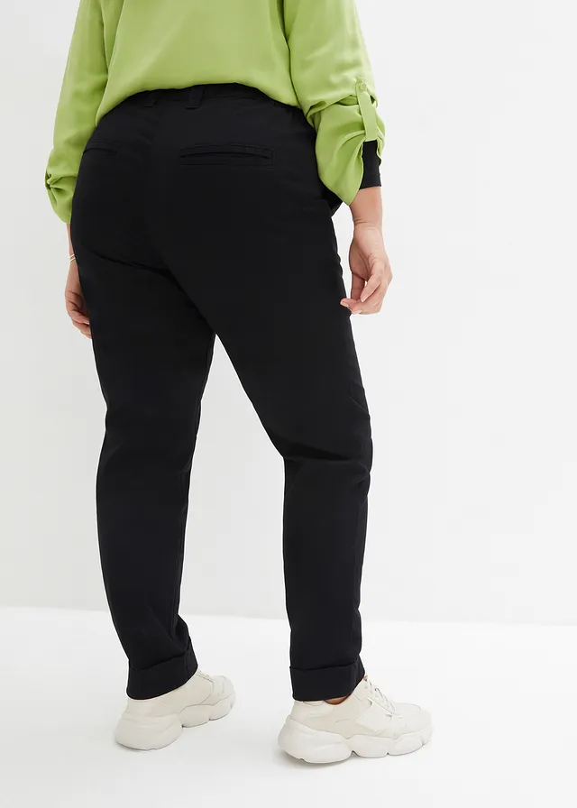Chino broek van katoen, enkellang, Kleur: zwart