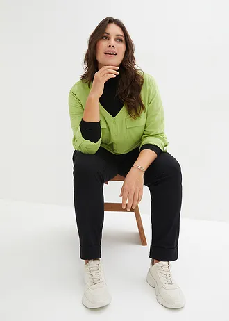 Pantaloni chino din bumbac, până la glezne, culoare: negru