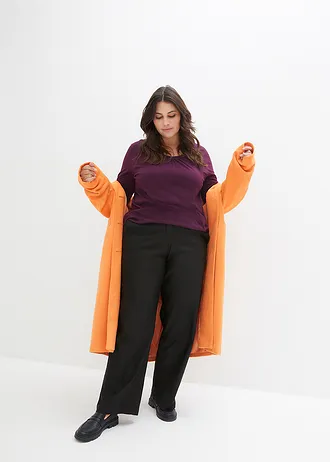 Katoenen longsleeve met elastiek van katoen, Kleur: vlierbes