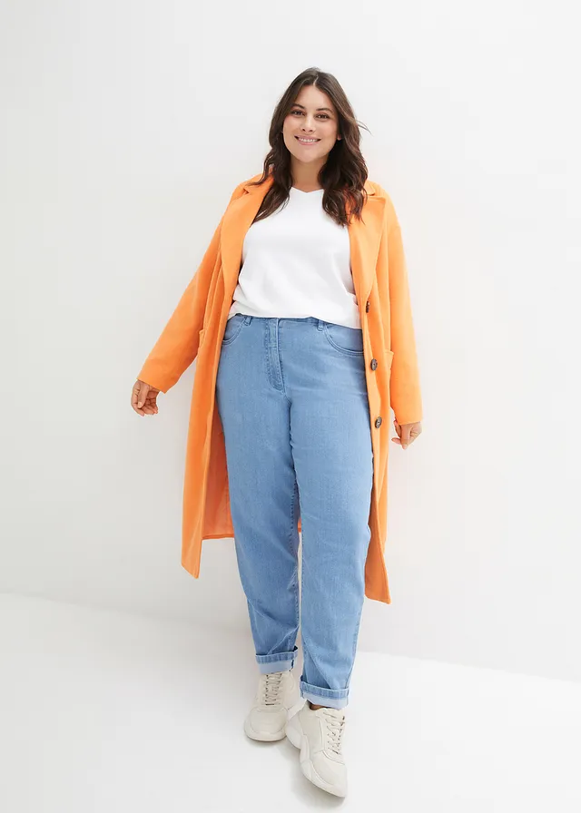 Mom jeans met high waist, stretch, Kleur: lichtblauw denim