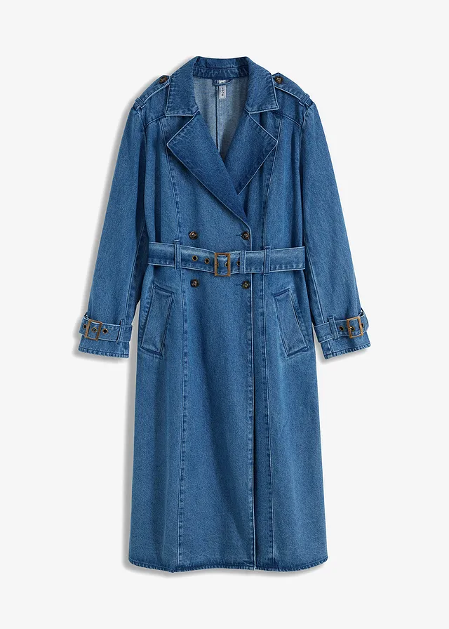 Trench en jean, Couleur: bleu moyen denim