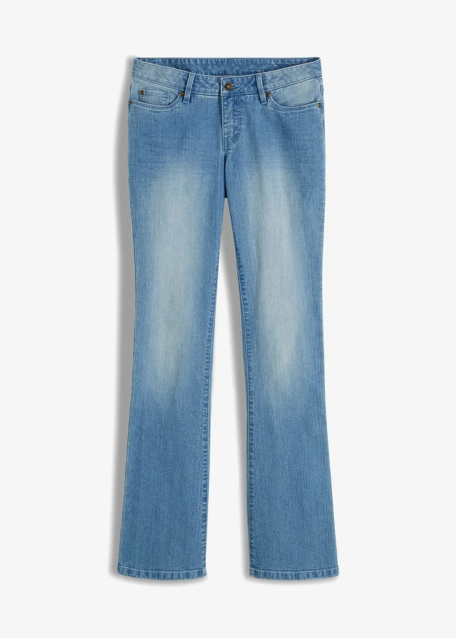 Bootcut jeans mid waist, stretch, Kleur: lichtblauw denim